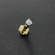 14K Gold Over Diamond Wedding Nose Lip Labret Screw Stud Piercing Ring Pin Bone