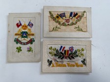 x3 VINTAGE WW1 SILK POSTCARDS