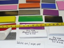100 of  50 x 80mm,90mm or 150mm wide Magnetic Labels Strips White Board Dry Wipe