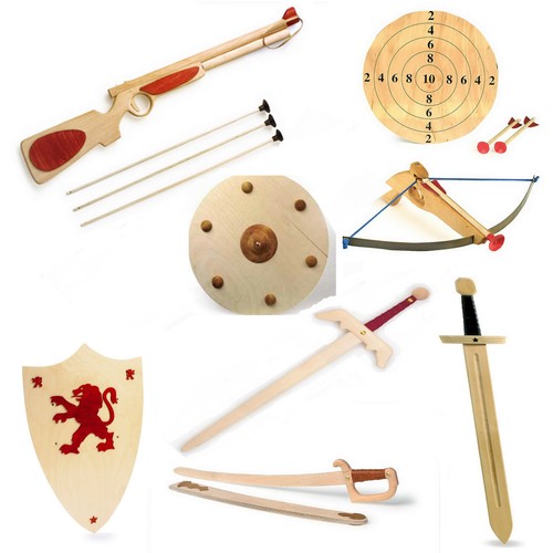 Childrens wooden sword shield - sword,