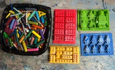 LEGO-Themed Silicone Mold mini-figures bricks- Set Of 4- Ice Cubes crayon bundle