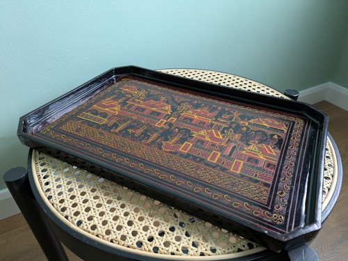 Vintage asian lacquered - asian, tray