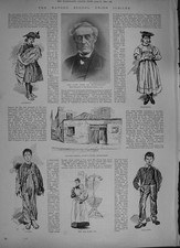 Old Antique Print 1894 Ragged