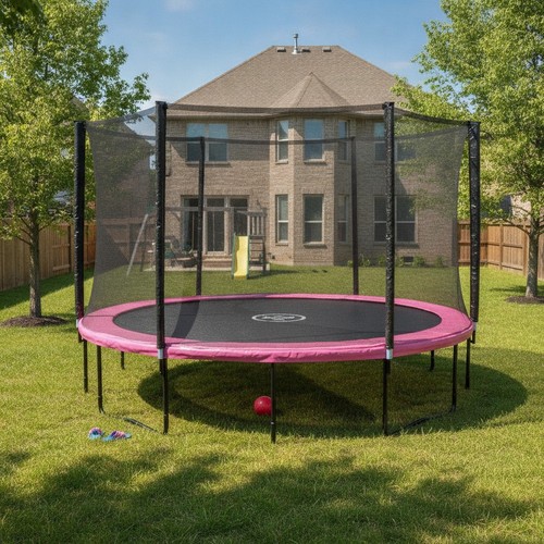 12ft pink trampoline - pink,