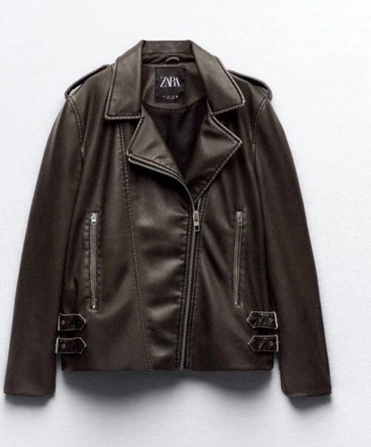 Zara woman faux leather biker - faux,