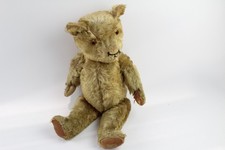 Chad Valley Teddy Bear Mohair Vintage Glass Eyes Jointed 1937 Coronation Medal