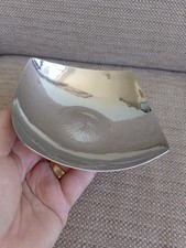 VINTAGE KESWICK SCHOOL KSIA HAMMERED STAINLESS STEEL SQUARE PIN DISH c.1970s