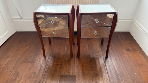 Pair mirrored bedside - of,
