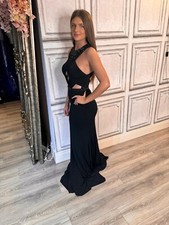 Jovani Black Beaded Cut Out Formal Prom Tie AWARDS DEBS Evening Dress Gown UK 6