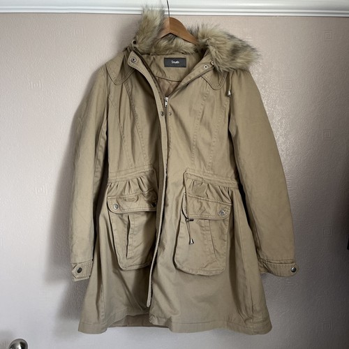 Padded hooded parka faux - padded,