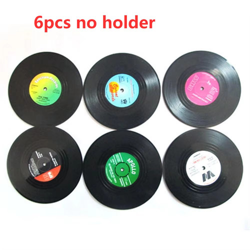 6pcs vinyl record coasters - record,