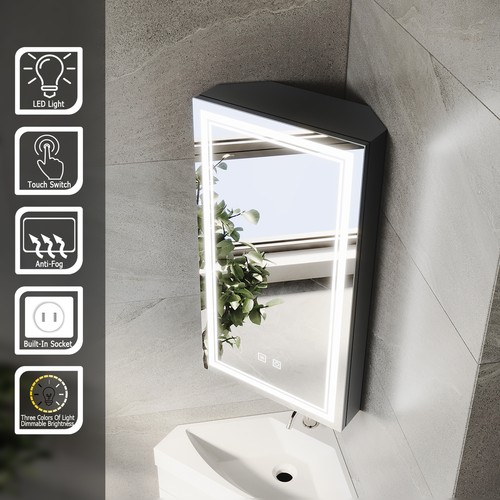 Black corner bathroom mirror - corner,