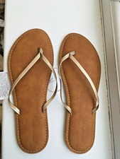 Ladies Sandals, Flip Flops,  Padded insole Gold Colour Size UK 9 - Brand New
