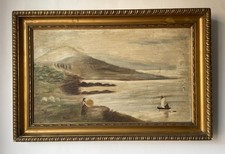 Large Original Antique Victorian Oil On Canvas Painting In Gold Gilt Frame
