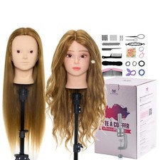 24" Real Hair Mannequin Training Head  Practice Makeup Salon Doll Braid Set UK