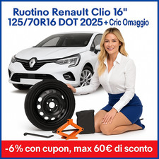 ? Ruotino di Scorta 16" per Renault Clio + Cric Astuccio 125/70 16 dot 2025
