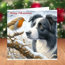Border Collie Dog Christmas Card, Sheepdog