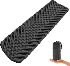 Inflatable Camping Mattress Ultralight Sleeping Mat Fabric Water-resistant Black