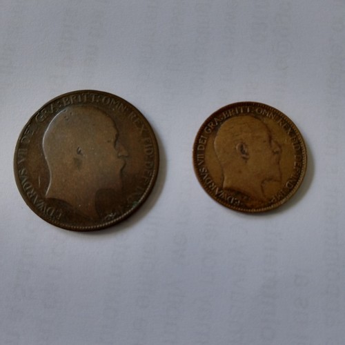 Half penny and farthing - half,