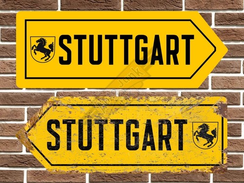 Stuttgart metal road sign - metal, wall