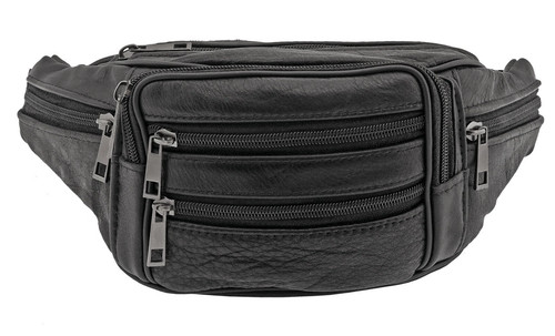Leather bum bag black belt - black,