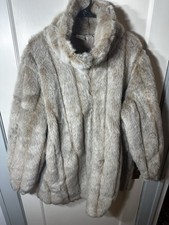 Vintage 90's/Y2K Roamans Blonde Tan Zip Faux Fur Coat Women's sz 2X