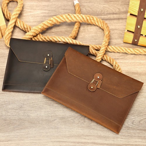 Men leather document clutch - leather,