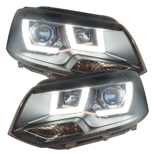 Black led drl headlights pair - headlights,