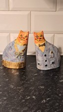 Hand-painted Ceramic Cats Made by Rye Pottery Used Good Condition