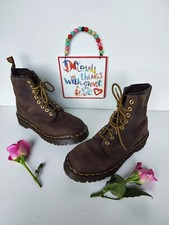 Dr Martens 1460 8 eye brown boots crazy horse gaucho england vintage UK4 EU37