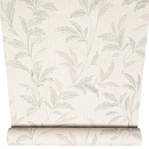 Beige floral wallpaper green - beige,