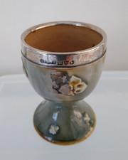 Royal Doulton Lambeth Sterling Silver rimmed egg cup - rare