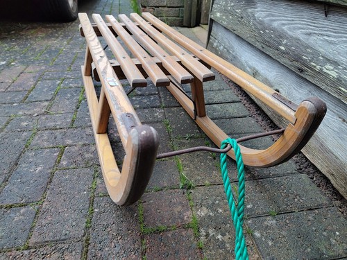 Vintage wooden sled - vintage,