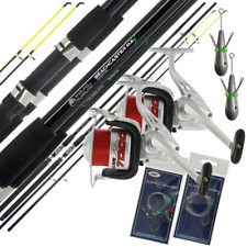 2 x Sea Fishing 12ft Beachcaster Rods Reels Beach Rod Reel Weights Sea Rigs