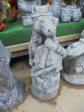 Horse playing double bass concrete garden ornament