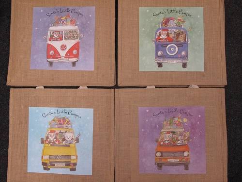 Large jute bag christmas theme - jute,