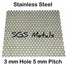 STAINLESS STEEL 3mm Hole Ø PERFORATED SHEET 304 Popular Sizes Guillotine Cut