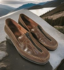 Fly Flot Ladies Brown Leather Slip On Shoes Size 5 