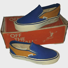 VANS #98 Slip On '70s Skateboard Shoes Vintage Made in the USA Trainers 3 R/Gold