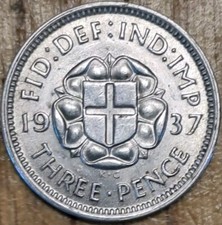 1937 Silver Threepence 3d -