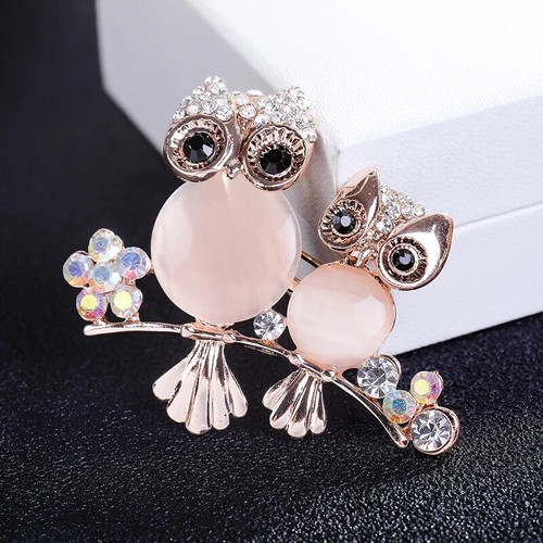 Fashion rhinestone owl brooch - rhinestone,
