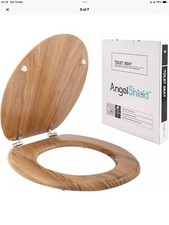 Angel Shield Toilet Seat Antibacterial Wooden Toilet Seat Adjustable Hinges 