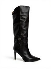 Ted Baker Knee High Black High Heel Leather Boots UK 5 EUR 38