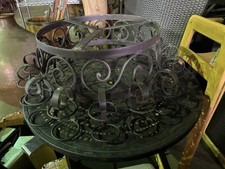 Antique Black Wrought Iron Hanging Jardiniere Flower Display 27” Wide X  9” Tall