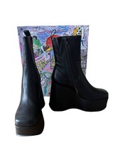 Jeffrey Campbell Big Block Wedge Boots Size US 11 UK 8.5 RRP $208 Designer Black