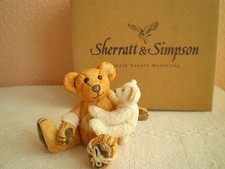 Sherratt & Simpson : Resin Teddy Bear : Bear With White Baby Bear, Rope on Foot