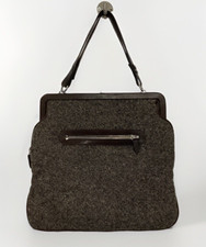 Asprey Brown Soft Leather and Tweed  Expanding bag