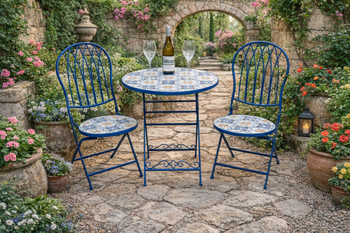 Mosaic table two chairs - two,