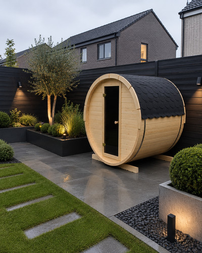 Luxury outdoor barrel sauna - barrel,