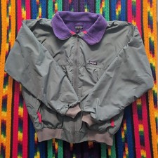 Vtg Patagonia Jacket Adult L Green Purple Chiminea Fleece Lined Bomber Ski